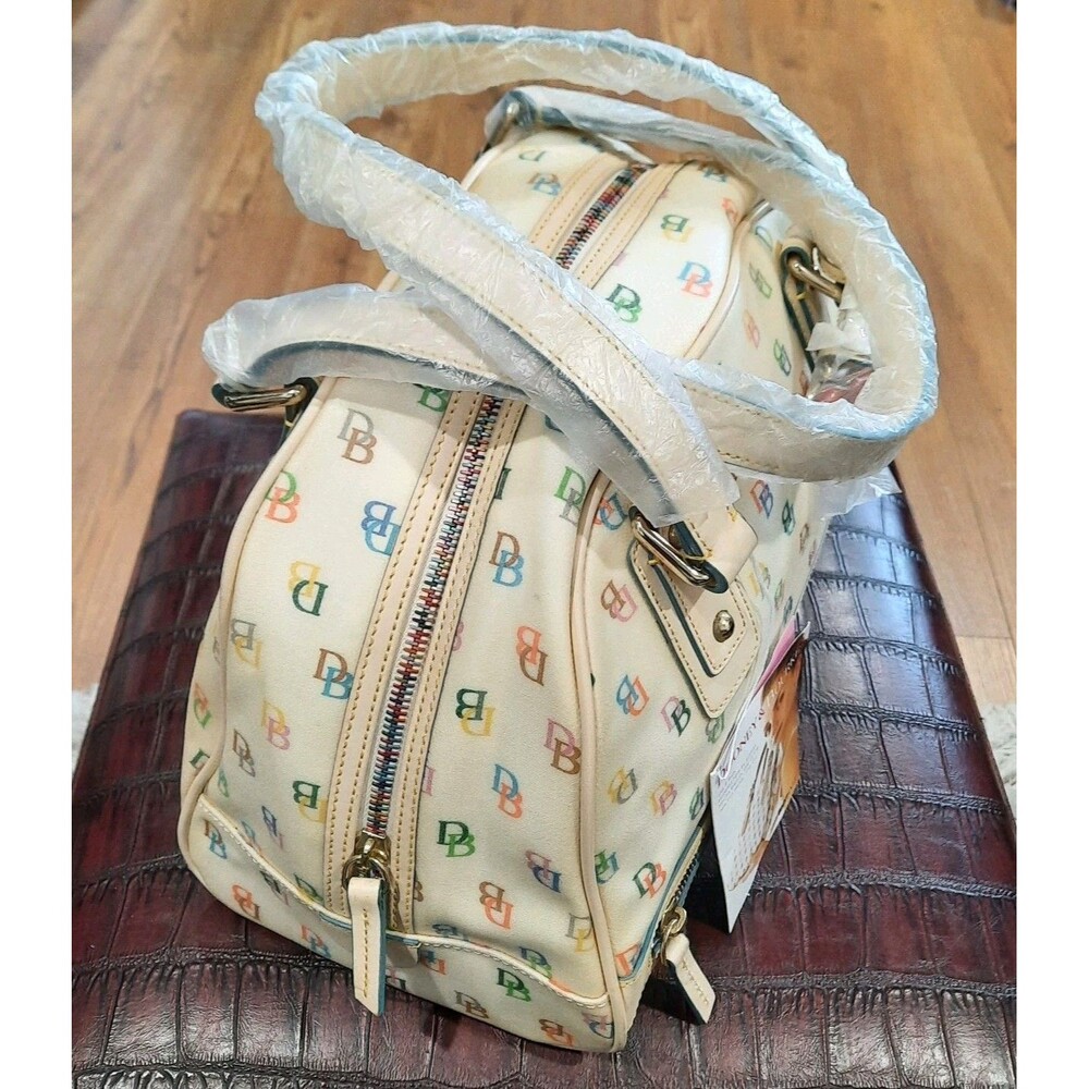 RARE VTG DOONEY BOURKE Y2K IT Gym Bowling Bag Cream Rainbow Zipper NEW WITH TAG - Picture 4 of 11